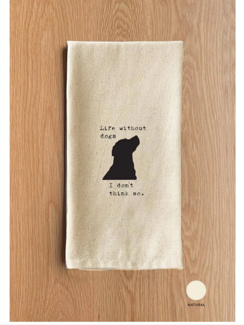 New! Dog Silhouette Tea Towel - Cream with Black Print - Picture 3 of 3
